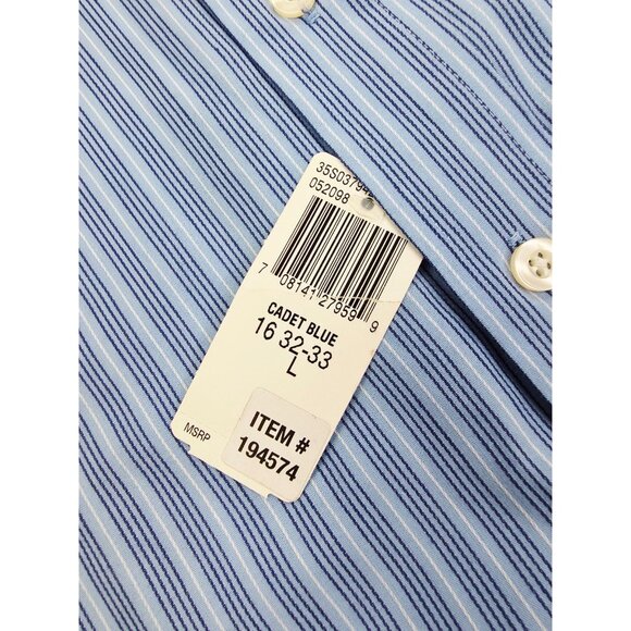 Michael Kors Size 16 32/33 Large Mens Blue White Stripe Spread Collar Shirt NWT - Picture 6 of 10